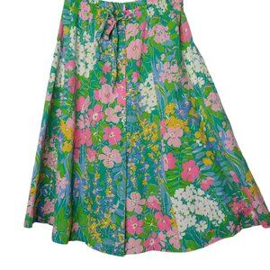 Vintage Hunter Sportswear Women's 16 Floral Skirt Button Elastic Cottagecore EUC